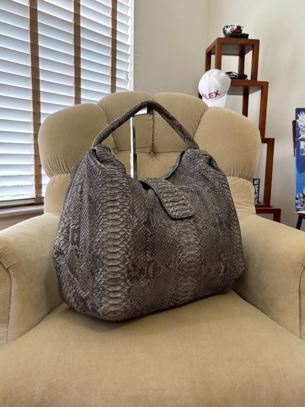 Auth BYRON NEW YORK Genuine Python Large Slouchy Hobo Bag...GORGEOUS!